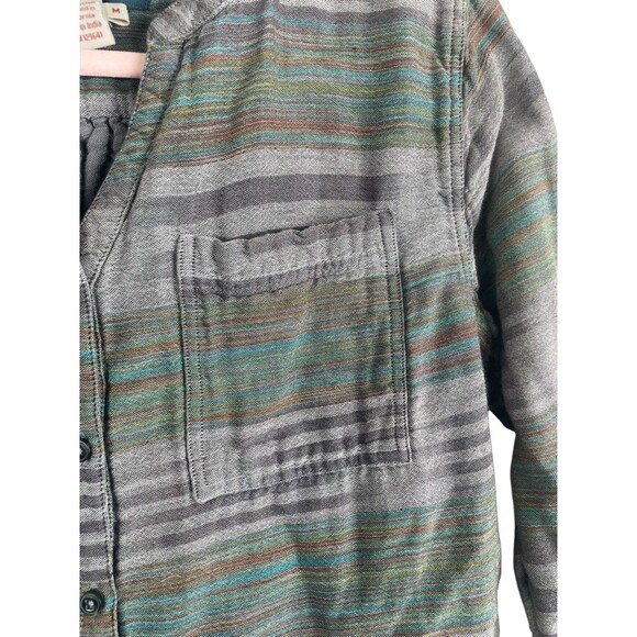 Carbon2Cobalt Women's Carefree EarthyButton Down Shirt Top Striped Size M Ikat - Picture 4 of 8